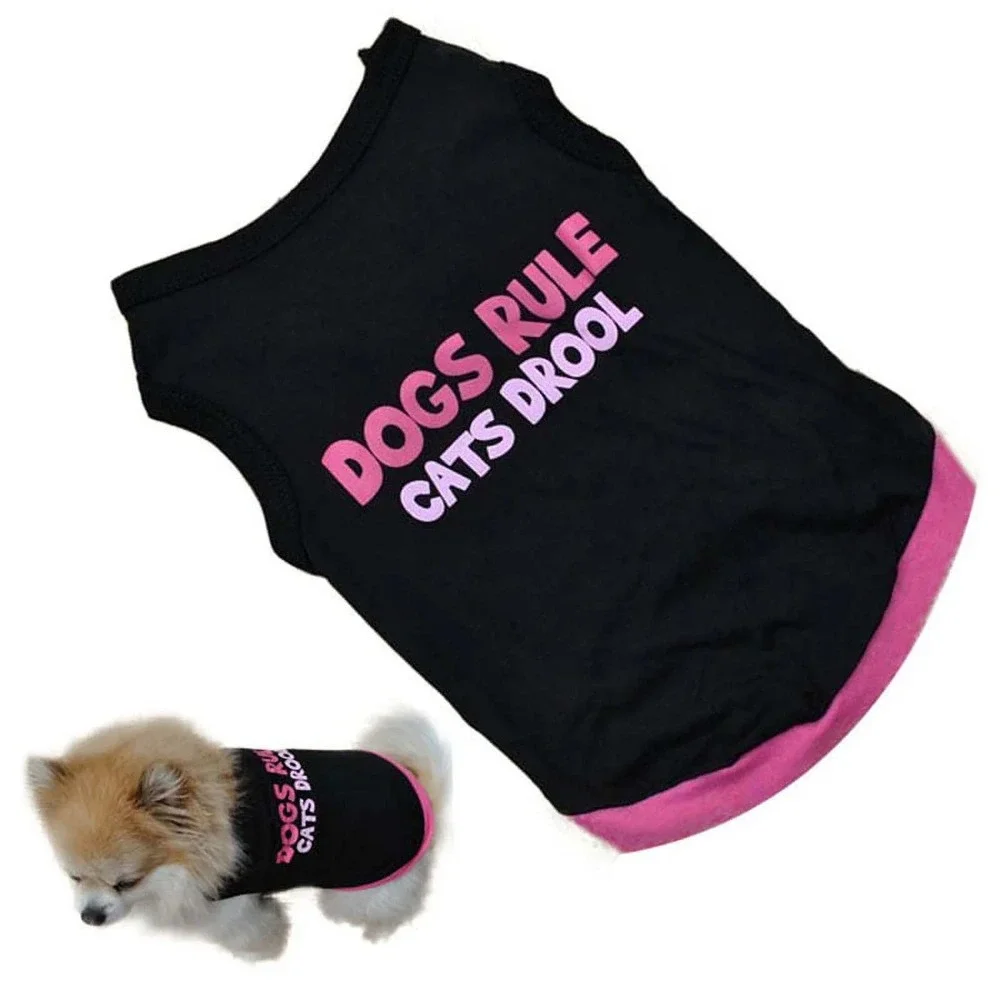 Dogs Rule Cats Drool Pet Shirt Large Black Pink Graphic Tank Top Dog Puppy
